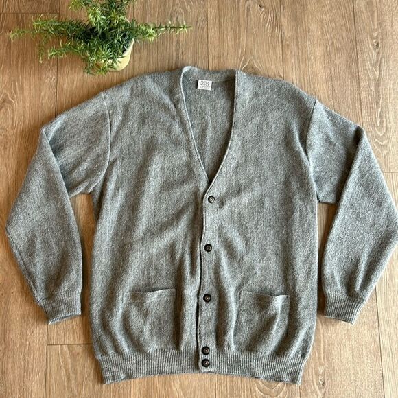 VINTAGE ALPACA GOLF 100% PURE ALPACA GRAY CARDIGAN MENS SIZE XL - Picture 1 of 7